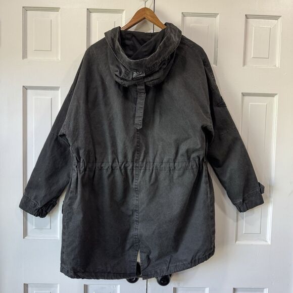Vintage Buckaroo Parka Jacket Grunge Goth Fish Tail Hoodie Pockets Charcoal Lrg - Picture 3 of 14